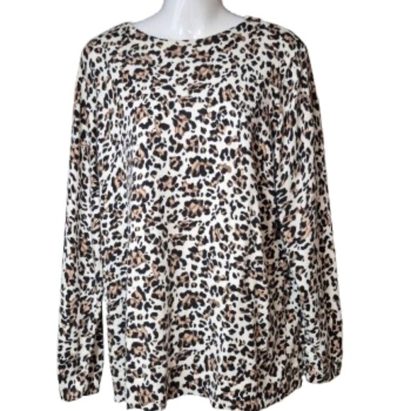 Talbots Leopard Print Crew Neck Sweater Women's Plus Size 2X - Picture 1 of 10